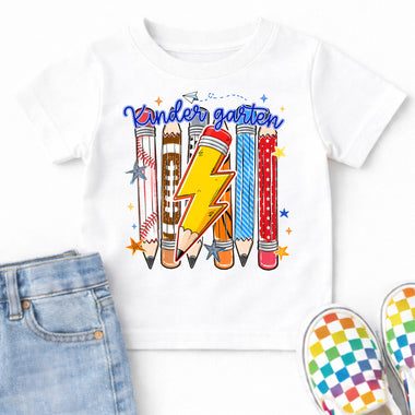Kindergarten Pencil Lightning Bolt DTF Transfer DTF Heat Press Transfer from Sweet Tee Transfers