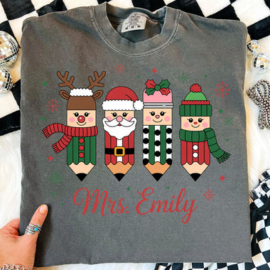 Personalized Christmas Pencils DTF Transfer DTF Heat Press Transfer from Sweet Tee Transfers
