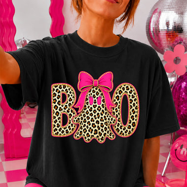 Preppy Leopard Ghost Boo DTF Transfer DTF Heat Press Transfer from Sweet Tee Transfers