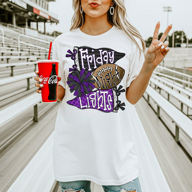 Friday Night Lights Black and Purple Pennant DTF Transfer DTF Heat Press Transfer from Sweet Tee Transfers