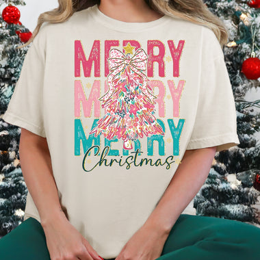 Merry Christmas Floral Tree DTF Transfer DTF Heat Press Transfer from Sweet Tee Transfers
