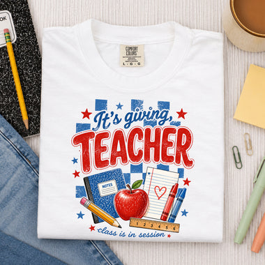It's Giving Teacher Class Is in Session DTF Transfer DTF Heat Press Transfer from Sweet Tee Transfers