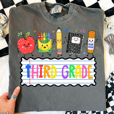 School Supplies Third Grade DTF Transfer DTF Heat Press Transfer from Sweet Tee Transfers