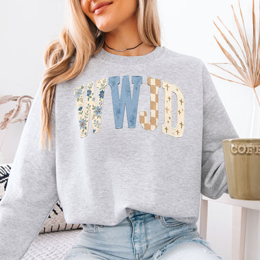 WWJD Boho Floral Checkered DTF Transfer DTF Heat Press Transfer from Sweet Tee Transfers
