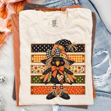 Fall Scarecrow Patchwork Crow DTF Transfer DTF Heat Press Transfer from Sweet Tee Transfers