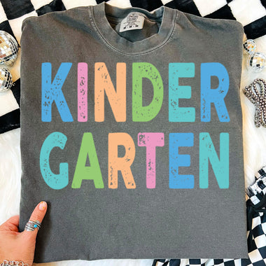 Back to School Pastel Bold Letters Kindergarten DTF Transfer DTF Heat Press Transfer from Sweet Tee Transfers