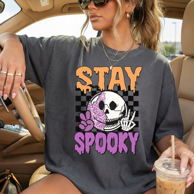 Stay Spooky Checkered DTF Transfer DTF Heat Press Transfer from Sweet Tee Transfers