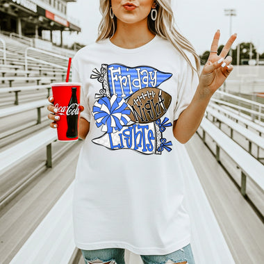 Friday Night Lights Carolina Blue and White DTF Transfer DTF Heat Press Transfer from Sweet Tee Transfers