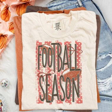 Football Season Striped Orange DTF Transfer DTF Heat Press Transfer from Sweet Tee Transfers