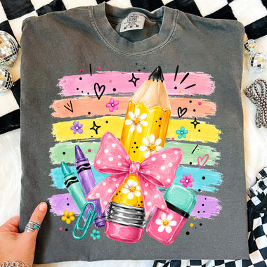 Back to School Brushstroke Pencil DTF Transfer DTF Heat Press Transfer from Sweet Tee Transfers