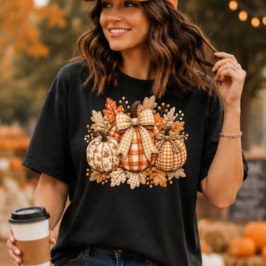Fall Pumpkins Faux Stitching DTF Transfer DTF Heat Press Transfer from Sweet Tee Transfers