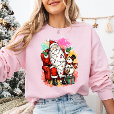 Santa with Snowman DTF Transfer DTF Heat Press Transfer from Sweet Tee Transfers