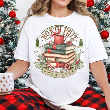 North Pole Book Club DTF Transfer DTF Heat Press Transfer from Sweet Tee Transfers