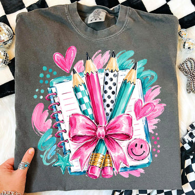 Preppy Notebook and Pencils DTF Transfer DTF Heat Press Transfer from Sweet Tee Transfers