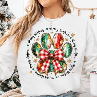 Merry Woofmas Pawprint DTF Transfer DTF Heat Press Transfer from Sweet Tee Transfers