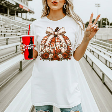 Broncos Quilted Pumpkin Dark Orange DTF Transfer DTF Heat Press Transfer from Sweet Tee Transfers