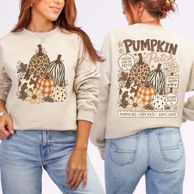 Pumpkin Patch Front and Back DTF Transfer DTF Heat Press Transfer from Sweet Tee Transfers