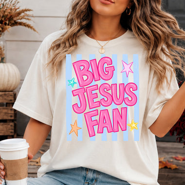 Big Jesus Fan Striped DTF Transfer DTF Heat Press Transfer from Sweet Tee Transfers