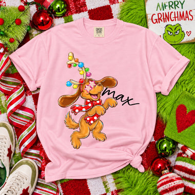 Max the Dog Christmas DTF Transfer DTF Heat Press Transfer from Sweet Tee Transfers