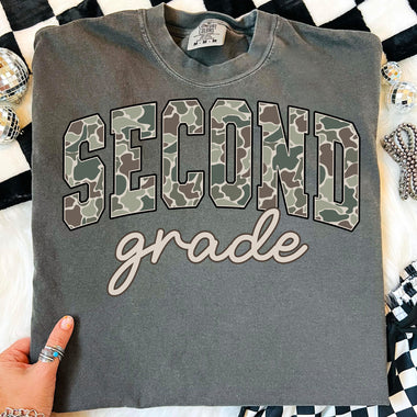 Camo Second Grade DTF Transfer DTF Heat Press Transfer from Sweet Tee Transfers