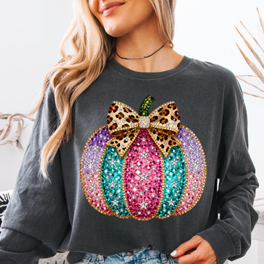 Pumpkin Faux Rhinestone DTF Transfer DTF Heat Press Transfer from Sweet Tee Transfers