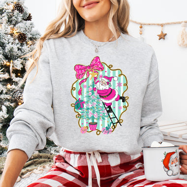 Pink Christmas Santa Frame DTF Transfer DTF Heat Press Transfer from Sweet Tee Transfers