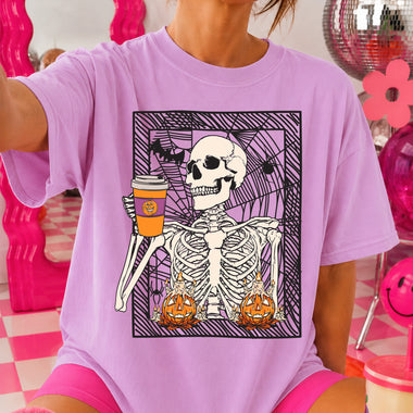 Skeleton Pumpkin Spice Coffee Halloween DTF Transfer DTF Heat Press Transfer from Sweet Tee Transfers
