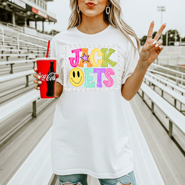 Jackets School Mascot DTF Transfer – Bright Letters DTF Heat Press Transfer from Sweet Tee Transfers