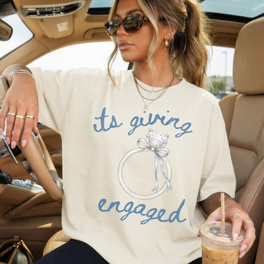 It's Giving Engaged Blue DTF Transfer DTF Heat Press Transfer from Sweet Tee Transfers