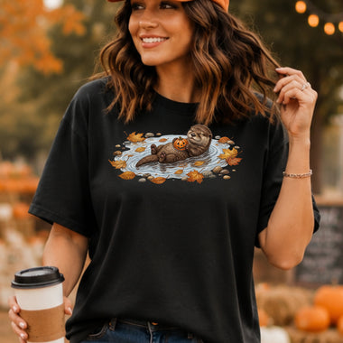 Fall Otter with Pumpkin DTF Transfer DTF Heat Press Transfer from Sweet Tee Transfers