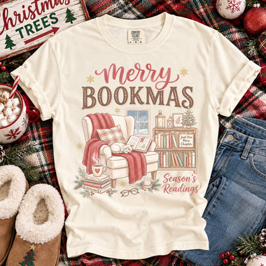 Merry Bookmas Season's Readings DTF Transfer DTF Heat Press Transfer from Sweet Tee Transfers