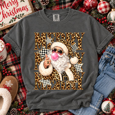 Leopard Checkered Merry Santa DTF Transfer DTF Heat Press Transfer from Sweet Tee Transfers