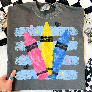 Preppy Fingerpaint Crayons DTF Transfer DTF Heat Press Transfer from Sweet Tee Transfers