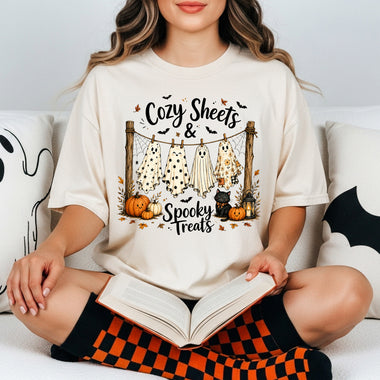 Cozy Sheets and Spooky Treats DTF Transfer DTF Heat Press Transfer from Sweet Tee Transfers