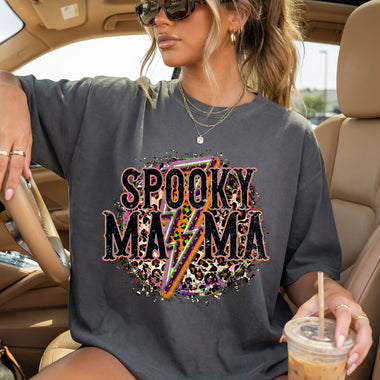 Spooky MAMA Cheetah Lightning Bolt DTF Transfer DTF Heat Press Transfer from Sweet Tee Transfers