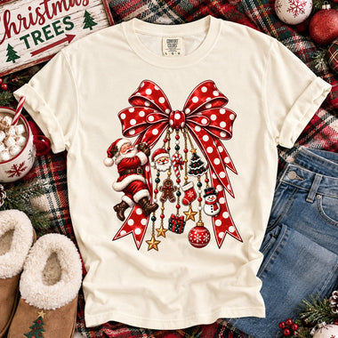 Christmas Santa Charm Bow DTF Transfer DTF Heat Press Transfer from Sweet Tee Transfers