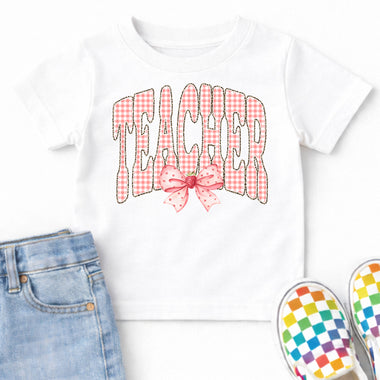 Strawberry Teacher With Bow DTF Transfer DTF Heat Press Transfer from Sweet Tee Transfers