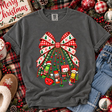 Teacher Christmas Charm Bow DTF Transfer DTF Heat Press Transfer from Sweet Tee Transfers