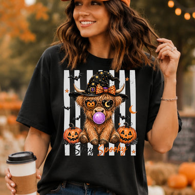 Stay Spooky Cow with Gum Striped DTF Transfer DTF Heat Press Transfer from Sweet Tee Transfers
