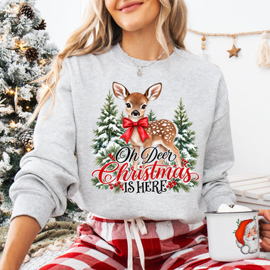 Oh Deer Christmas Is Here DTF Transfer DTF Heat Press Transfer from Sweet Tee Transfers