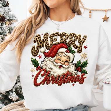 Leopard Merry Christmas Santa DTF Transfer DTF Heat Press Transfer from Sweet Tee Transfers
