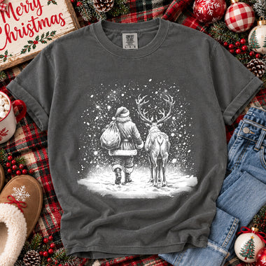 Santa and Reindeer All White DTF Transfer DTF Heat Press Transfer from Sweet Tee Transfers