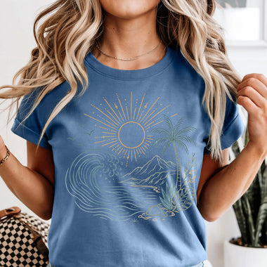 Sunrise Wave Lineart DTF Transfer DTF Heat Press Transfer from Sweet Tee Transfers