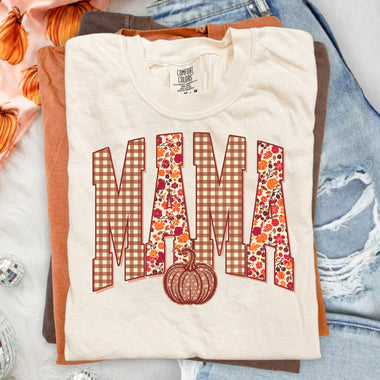 Fall Checkered MAMA DTF Transfer DTF Heat Press Transfer from Sweet Tee Transfers