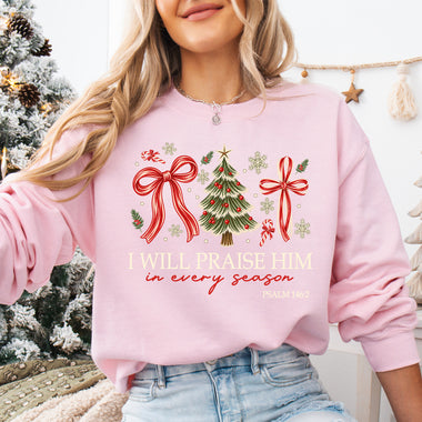 I Will Praise Him in Every Season Christmas DTF Transfer DTF Heat Press Transfer from Sweet Tee Transfers