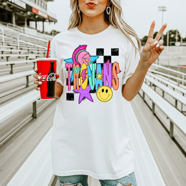 Trojans School Mascot DTF Transfer – Checkered Design DTF Heat Press Transfer from Sweet Tee Transfers