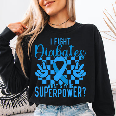 Diabetes Warrior Superpower Awareness Ribbon DTF Transfer DTF Heat Press Transfer from Sweet Tee Transfers