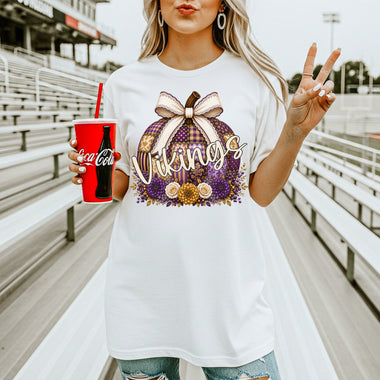 Vikings Quilted Pumpkin Purple and Gold DTF Transfer DTF Heat Press Transfer from Sweet Tee Transfers