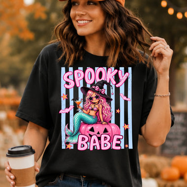Spooky Babe Witch Mermaid Striped DTF Transfer DTF Heat Press Transfer from Sweet Tee Transfers