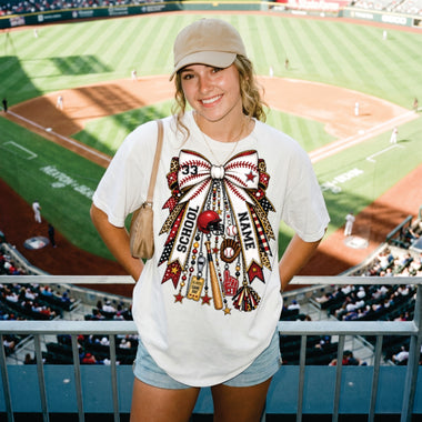 Custom Baseball Bow DTF Transfer DTF Heat Press Transfer from Sweet Tee Transfers